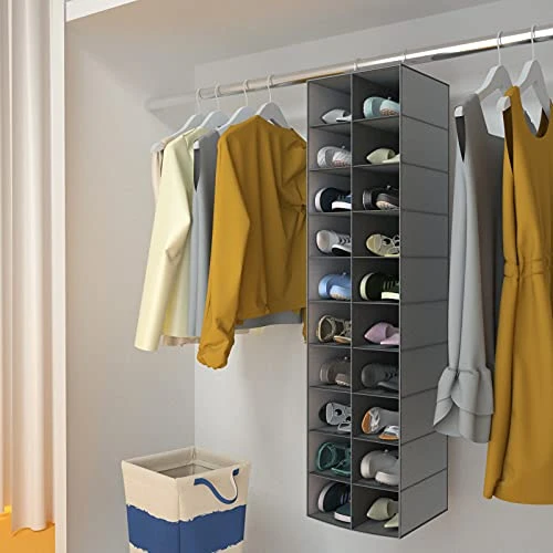 Libeder Hanging Shoe Organizer For Closet, Hanging Closet Organizers 20 Section Shoe Shelves, Space Saving Shoe Holder & Storage, Grey, 12''W×12''Dx 50''H 4 Libeder Hanging Shoe Organizer For Closet, Hanging Closet Organizers 20 Section Shoe Shelves, Space Saving Shoe Holder & Storage, Grey, 12''W×12''Dx 50''H - Image 4