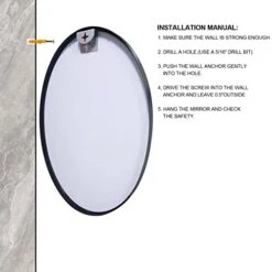 KAASUNES Oval Wall Mirror With Coating Steel Frame 24 X 36 Inch Wall Mounted Bathroom Mirror Rusty-Free For Home Decorative Living Room Washroom Entryway Hanging 11 KAASUNES Oval Wall Mirror With Coating Steel Frame 24 X 36 Inch Wall Mounted Bathroom Mirror Rusty-Free For Home Decorative Living Room Washroom Entryway Hanging -Songmics Furniture Shop 415QZLJ7myL