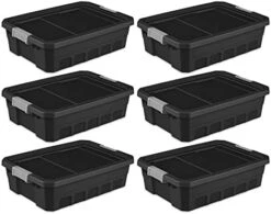 Sterilite 7.5 Gallon Stackable Rugged Industrial Storage Tote Containers With Gray Latching Clip Lids For Garage, Attic, Or Worksite, Black (6 Pack) 19 Sterilite 7.5 Gallon Stackable Rugged Industrial Storage Tote Containers With Gray Latching Clip Lids For Garage, Attic, Or Worksite, Black (6 Pack) -Songmics Furniture Shop 415R3FhStJL. AC