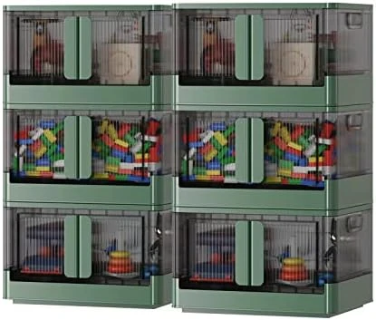 Sineda 4 Pack Storage Bins With Lids - 19 Gallon Collapsible Storage Bins With Wheels And Door, Stackable Storage Bins For Clothing, Blankets, Books, Bedding And Toys.(19 Gal-4Pack, Green) 6 Sineda 4 Pack Storage Bins With Lids - 19 Gallon Collapsible Storage Bins With Wheels And Door, Stackable Storage Bins For Clothing, Blankets, Books, Bedding And Toys.(19 Gal-4Pack, Green) - Image 6