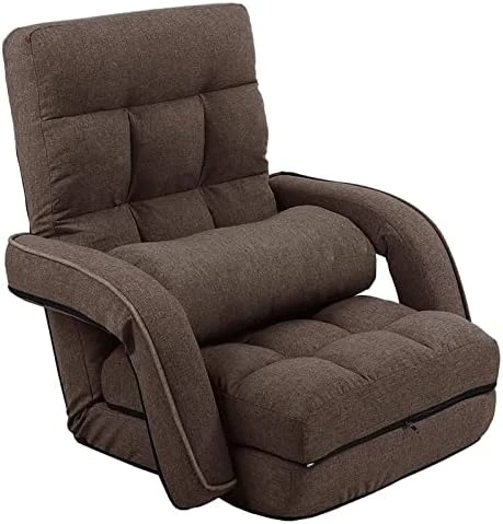 FLOGUOR Indoor Floor Gaming Chairs For Adults With Back Support,Chaise Lounge, 42-Position Folding Lazy Sofa With Pillow For Living Room, Bedroom, Balcony(Grey) 8803GR 7 FLOGUOR Indoor Floor Gaming Chairs For Adults With Back Support,Chaise Lounge, 42-Position Folding Lazy Sofa With Pillow For Living Room, Bedroom, Balcony(Grey) 8803GR - Image 7