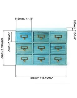 QWORK Desk Drawer Organizer, Wooden Vintage Apothecary Cabinet With 9 Drawers, Home Office & Tea & Dresser Bedroom Organization And Storage, Traditional Apothecary Cabinet, Blue -Songmics Furniture Shop 415Vscmr4eL