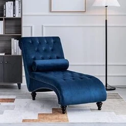 ONPNO Tufted Velvet Chaise Lounge Indoor, Leisure Accent Chair Upholstered Couch With Toss Pillow For Bedrooom Living (Blue) 13 ONPNO Tufted Velvet Chaise Lounge Indoor, Leisure Accent Chair Upholstered Couch With Toss Pillow For Bedrooom Living (Blue) -Songmics Furniture Shop 415WjsBS7jL. AC