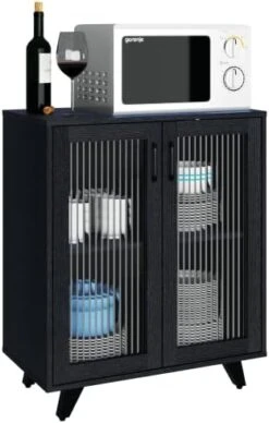 Panana Kitchen Buffet Server Table Accent Sideboard Cupboard Server Buffet Console Table With Doors Cabinet(27inch, Black) -Songmics Furniture Shop 415ZSjuYSUL. AC