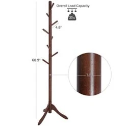 VASAGLE Coat Rack Freestanding, Wooden Coat Rack Stand With 8 Hooks, Adjustable Coat Tree For Coats, Hats, Bags, Purses, For Entryway, Hallway, Rubberwood, Walnut URCR01WN -Songmics Furniture Shop 415fpmeJBnL
