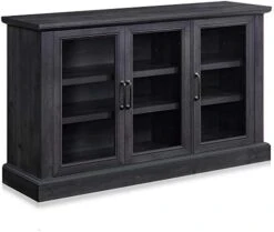 BELLEZE 70 Inch Sideboard Buffet Cabinet, Entertainment Center With Storage, Glass Display Cabinet With Adjustable Shelves Console Table Storage Cabinet For Living Room, Dining Room, Gray Wash -Songmics Furniture Shop 415gRud QEL. AC