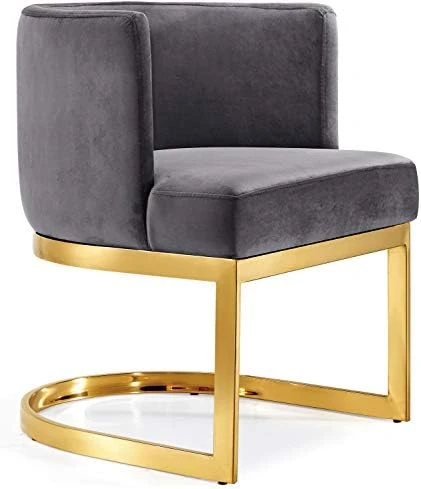 Meridian Furniture Gianna Collection Modern | Contemporary Velvet Upholstered Dining Chair With Polished Gold Metal Frame, 24" W X 22" D X 29.5" H, Black 11 Meridian Furniture Gianna Collection Modern | Contemporary Velvet Upholstered Dining Chair With Polished Gold Metal Frame, 24" W X 22" D X 29.5" H, Black - Image 11