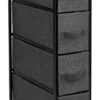 Sorbus Narrow Dresser With 4 Drawers - Vertical Slim Storage Chest Of Drawers With Steel Frame, Wood Top & Easy Pull Fabric Bins For Small Spaces, Closets, Bedroom, Bathroom & Laundry (Black/Charcoal)