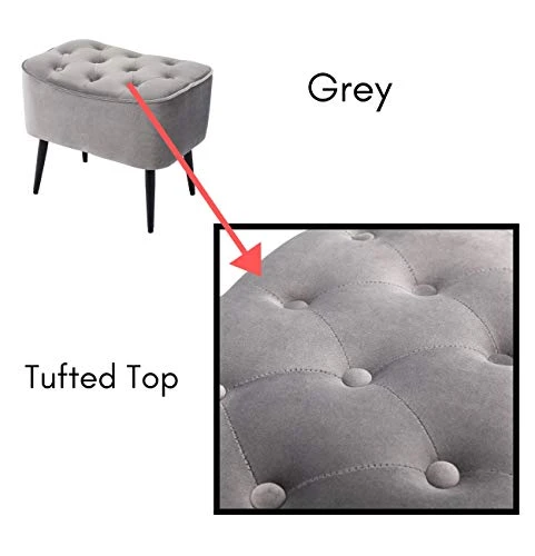 BIRDROCK HOME Tufted Curve Grey Ottoman – Velvet Foot Stool – Mid Century Modern Steel Legs - Soft Compact Padded Stool - Living Room Or Bedroom – Vanity Chair - Decorative Furniture 1 BIRDROCK HOME Tufted Curve Grey Ottoman – Velvet Foot Stool – Mid Century Modern Steel Legs - Soft Compact Padded Stool - Living Room Or Bedroom – Vanity Chair - Decorative Furniture