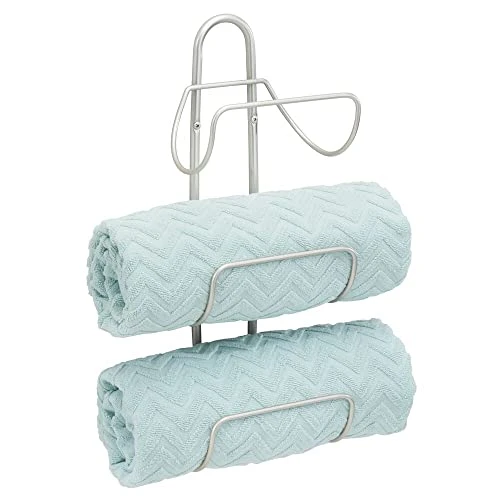 MDesign Modern Decorative Metal 3-Level Wall Mount Towel Rack Holder And Organizer For Storage Of Bathroom Towels, Washcloths, Hand Towels - Satin 1 MDesign Modern Decorative Metal 3-Level Wall Mount Towel Rack Holder And Organizer For Storage Of Bathroom Towels, Washcloths, Hand Towels - Satin
