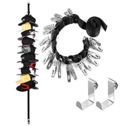 Closet Hanging Cap Organizer, The Clip Hanger Hats Baseball Caps Holder Rack Organizers Door Wall Closet Organize Hat Holder, 20 Baseball Cap Rack