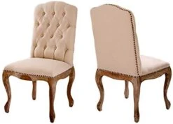 Christopher Knight Home Jolie Tufted Fabric Weathered Hardwood Dining Chairs, 2-Pcs Set, Beige -Songmics Furniture Shop 415vhiYCBZL. AC