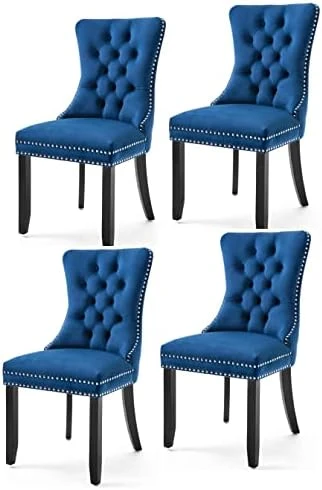 Set Of 2 Dining Chairs Modern For Dining Room Kitchen Accent Side Chair Velvet Button Tufted Padded Cushion Seat And Back (Sapphire Blue) 13 Set Of 2 Dining Chairs Modern For Dining Room Kitchen Accent Side Chair Velvet Button Tufted Padded Cushion Seat And Back (Sapphire Blue) - Image 13