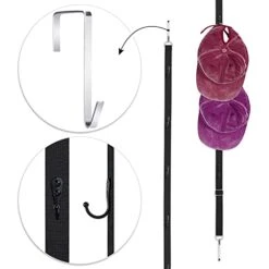 2 Pieces Adjustable Door Cap Rack Closet Hanging Cap Organizer Hanging Cap Keeper Baseball Cap Holder Hanging Cap Hook Organizer Hat Display Rack With Hooks Door Hat Storage Hanger (Black) -Songmics Furniture Shop 41603DPoSXS