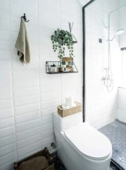 Mkono Wall Floating Shelves Set Of 2 Rustic Wood Bathroom Shelf (11.5" + 17.7"), Black Metal Wire Storage Display Shelving Room Recor For Bedroom Living Room Kitchen Office,Brown -Songmics Furniture Shop 4160EJQegHL