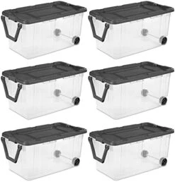 Sterilite 160 Quart Latching Stackable Bedroom Closet Playroom Wheeled Storage Box Container Bin With Gray Lid And Clear Sides, 2 Pack -Songmics Furniture Shop 41619dihtHL. AC