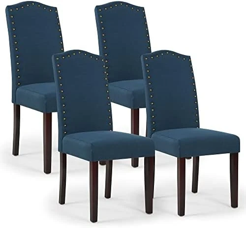 LSSPAID Dining Chairs Set Of 4, High Back Fabric Upholstered Parsons Dining Room Chairs, Nail Head Trim Dining Chair, Turquoise 7 LSSPAID Dining Chairs Set Of 4, High Back Fabric Upholstered Parsons Dining Room Chairs, Nail Head Trim Dining Chair, Turquoise - Image 7