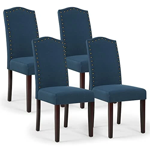 LSSPAID Dining Chairs Set Of 4, High Back Fabric Upholstered Parsons Dining Room Chairs, Nail Head Trim Dining Chair, Turquoise 1 LSSPAID Dining Chairs Set Of 4, High Back Fabric Upholstered Parsons Dining Room Chairs, Nail Head Trim Dining Chair, Turquoise