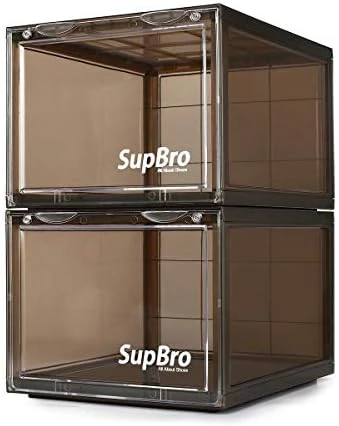 SupBro Collection Crate - Easy Access Storage Shoes Box -Plastic Foldable Stackable Sneaker Display Storage With Clear Front Door Organizer-8 Pack (Black) 9 SupBro Collection Crate - Easy Access Storage Shoes Box -Plastic Foldable Stackable Sneaker Display Storage With Clear Front Door Organizer-8 Pack (Black) - Image 9