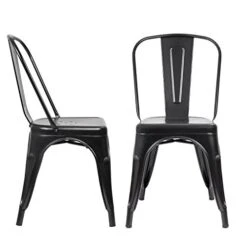 JUMMICO Metal Dining Chair Stackable Indoor-Outdoor Industrial Vintage Chairs Bistro Kitchen Cafe Side Chairs With Back Set Of 4 (Black) 14 JUMMICO Metal Dining Chair Stackable Indoor-Outdoor Industrial Vintage Chairs Bistro Kitchen Cafe Side Chairs With Back Set Of 4 (Black) -Songmics Furniture Shop 4165d1wwGvL