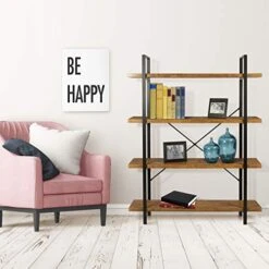 Atlantic Urban Multipurpose 4 Tier Shelf Modern Wood Look With Metal Frame Woodgrain/Black, PN38408136 -Songmics Furniture Shop 4169BvegYCL