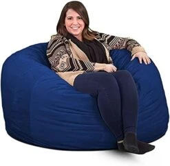 ULTIMATE SACK 4000 (4 Ft.) Bean Bag Chair Cover In Multiple Colors: Cover ONLY. (4000, Electric Blue Suede) -Songmics Furniture Shop 416DUwRR5L. AC
