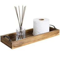 MyGift 16-inch Rustic Burnt Wood Toilet Tank Tray Organizer Storage Bathroom Vanity Tray With Vintage Brass Metal Handles 11 MyGift 16-inch Rustic Burnt Wood Toilet Tank Tray Organizer Storage Bathroom Vanity Tray With Vintage Brass Metal Handles -Songmics Furniture Shop 416ENmTnQKL