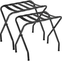 ELYKEN 2 Pack Folding Luggage Rack For Guest Room, Heavy Duty Max 110LBS Loading Bearing Suitcase Holder, Easily Assemble Metal Stand, Narrow Foldable Space Saving Hotel Storage Rack, Black -Songmics Furniture Shop 416IZOk18L. AC
