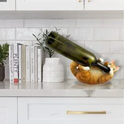 World Of Wonders Orange Tabby Cat Decorative Wine Bottle Holder | Wine Bottle Holder For Cabinet | Cat Mom Wine Accessories | Cat Statues Resin Table Top Wine Holders - 9" -Songmics Furniture Shop 416KKzEd0YL
