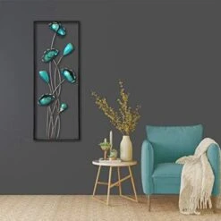 American Aluminum 10-Inch-by-24-Inch Wall Decor With Frame, Turquoise / Brown Plates -Songmics Furniture Shop 416P2OrCHSL. AC