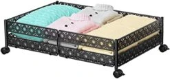 Under Bed Storage, Under The Bed Storage Containers With Wheels, Under Bed Shoe Storage Organizer Drawer, Tool-free Assembly Metal Underbed Storage Containers For Bedroom Clothes Shoes Blankets -2PCK -Songmics Furniture Shop 416PRLUbvlL. AC