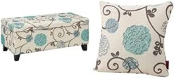 Christopher Knight Home Breanna Fabric Storage Ottoman, White And Blue Floral -Songmics Furniture Shop 416XbbE5TuL. AC