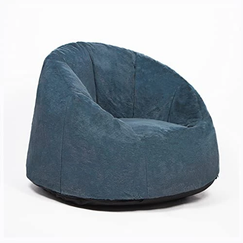 N&V Medium Bean Bag Chair, Adult Size Bean Bag Sack, Foam Filling, Includes Removable And Machine Washable Cover, 37in, Soft Faux Fur (Blue) 1 N&V Medium Bean Bag Chair, Adult Size Bean Bag Sack, Foam Filling, Includes Removable And Machine Washable Cover, 37in, Soft Faux Fur (Blue)