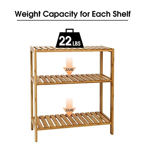 Kinsuite 3-Tier Bamboo Shelf Plant Flower Stand Storage Rack Bathroom Kitchen Living Room Holder 4 Kinsuite 3-Tier Bamboo Shelf Plant Flower Stand Storage Rack Bathroom Kitchen Living Room Holder - Image 4