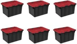 Sterilite 14619006 12 Gallon/45 Liter Hinged Lid Industrial Tote, Racer Red Lid W/ Black Base, 6-Pack -Songmics Furniture Shop 416d4sY 6gL. AC