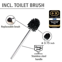 WENKO Toilet Paper Stand With Toilet Brush And Spare Roll Holder, Toilet Paper Holder Stand, Toilet Paper Roll Holder, Shiny 7.09 X 27.56 X 7.68 In 9 WENKO Toilet Paper Stand With Toilet Brush And Spare Roll Holder, Toilet Paper Holder Stand, Toilet Paper Roll Holder, Shiny 7.09 X 27.56 X 7.68 In -Songmics Furniture Shop 416fb9gqIFL