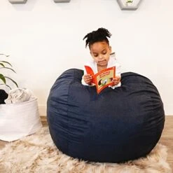 Big Joe Fuf Medium Foam Filled Bean Bag Chair With Removable Cover, Cobalt Lenox, 3ft Big -Songmics Furniture Shop 416gGgfOYRL