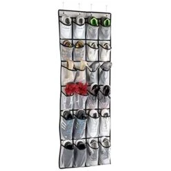 SAVERHO Hanging Shoe Organizer, Over The Door Shoe Organizer With 24 Mesh Large Pockets Door Shoe Rack For Men Women Kids Hanging Door Shoe Holder Size:58x21 Inch (White-2pack) -Songmics Furniture Shop 416m5lJ0atL