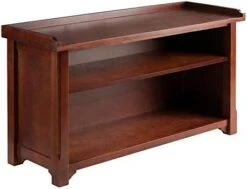 Winsome Wood MilanWood Storage Bench In Antique Walnut Finish With Storage Shelf And 3 Rattan Baskets In Antique Walnut Finish -Songmics Furniture Shop 416m8yD1fL. AC