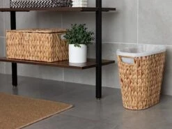 StorageWorks Wicker Waste Basket, Wicker Trash Basket With Built-in Handles, Handwoven Water Hyacinth Trash Can, Wicker Garbage Can For Bedroom, Bathroom, 1 Pack -Songmics Furniture Shop 416mnhZ7R2L