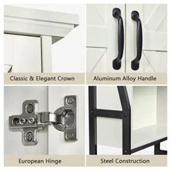 MXARLTR Over The Toilet Storage Cabinet, Over Toilet Bathroom Organizer, Above Toilet Storage Cabinet With Barn Doors Behind Toilet Bathroom Organizer Over-The-Toilet Cabinet (Cream White)