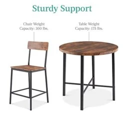 Best Choice Products 5-Piece Modern Round Counter Height Dining Set For Home Kitchen, Dining Room W/ 4 Chairs, 1.5in Thick Table - Brown -Songmics Furniture Shop 416o6fuZD4L