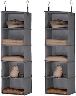 GRANNY SAYS 5-Shelf Hanging Closet Organizers And Storage, Hanging Shelves For Closet Storage, Collapsible Hanging Shelf Organizer For Clothes Organization, Dark Gray, 12 ¼" D X 12 ¼" W X 45 ½" H -Songmics Furniture Shop 416pb68DFZL. AC