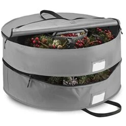 Double Premium Christmas Wreath Storage Bag 36”, With Compartment Organizers For Christmas Garlands & Durable Handles, Protect Artificial Wreaths - Holiday Xmas Bag Made Of Tear-Proof 600D Oxford
