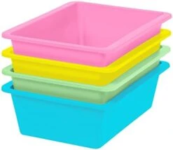 IRIS USA Large Multi-Purpose Plastic Storage Bins, 4-Pack, Durable Thick Plastic Organizer Containers For Toys Diapers Clothes Crafts Kids Room Playroom Daycare School Storage, Pastel Colors -Songmics Furniture Shop 416seM0ZnWL. AC