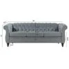 LEVNARY Chesterfield Sofa, Classic Tufted Upholstered Leather Couch, Modern 3 Seater Couch Furniture With Tufted Back For Living Room Office (Gray)