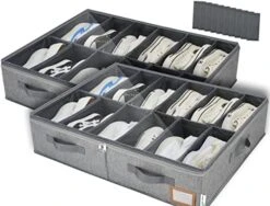 PENGLONG Adjustable Shoe Organizer For Closet, Wardrobe Clothes Organizer, Space Saving Shoe Bin, Closet Storage Solution Box With Clear Window (12Pairs Dark Grey) -Songmics Furniture Shop 4170OboO9ZL. AC