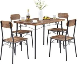 VECELO 3-Piece Bar Table Set, Round Tabletop & Chair For Kitchen Dining Room Breakfast, Built-in Wine Rack, Space Saving[X-Large], 33.46" Length X 23.6" Width, Black And Natural -Songmics Furniture Shop 4176sQKiE6L. AC