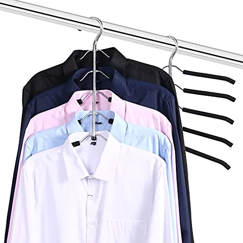 2 Pack 5 In 1 Metal Sweater Hangers Non Slip Stainless Steel Shirt Hangers Multi Layers Wardrobe Clothes Rack Heavy Duty Metal Space Saver Shirt Blouse Hanger Closet Storage Organizer 3 2 Pack 5 In 1 Metal Sweater Hangers Non Slip Stainless Steel Shirt Hangers Multi Layers Wardrobe Clothes Rack Heavy Duty Metal Space Saver Shirt Blouse Hanger Closet Storage Organizer - Image 3