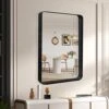 AIXI HOME 22 X 30 Inch Black Bathroom Wall Mirror With Black Metal Frame & Rounded Corner Decorative Rectangular Wall Mounted Hangs Farmhouse Mirror For Vanity Home Decor (Horizontal/Vertical)